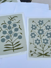 Load image into Gallery viewer, Pair of Cottage Botanicals in Slate Blue (PRINT)